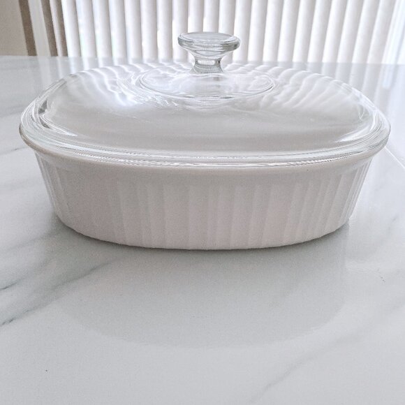 Corningware French White 02 Pyrex Dc1.5C Oval Casserole Dish with Glass Lid - Picture 1 of 4